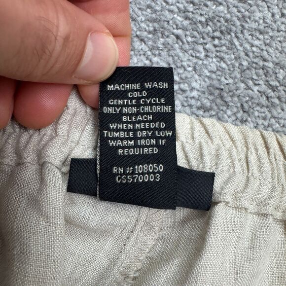 Lane Bryant Linen Wide Leg Trousers Pants Womens 14/16 Beige Elastic Waist Boho - Picture 10 of 16